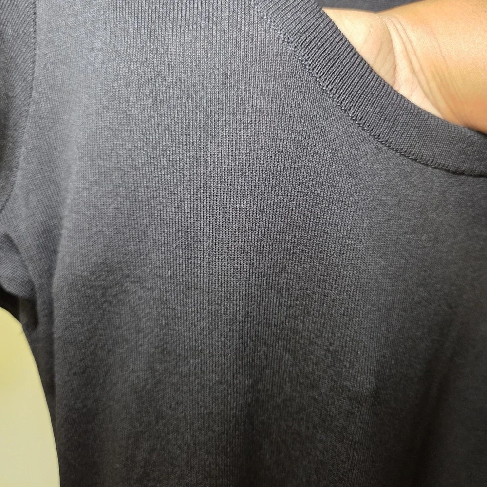 Exclusively Misook Black Maxi Dress Size Small Short Sleeve Stretch Knit Capsule